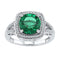 10kt White Gold Women's Round Lab-Created Emerald Solitaire Square Diamond Frame Ring 4-1/6 Cttw - FREE Shipping (US/CAN)-Rings And Bands-5.5-JadeMoghul Inc.