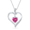 10kt White Gold Women's Round Lab-Created Pink Sapphire Heart Love Pendant 1-3-4 Cttw - FREE Shipping (US/CAN)-Gold & Diamond Pendants & Necklaces-JadeMoghul Inc.