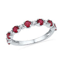 10kt White Gold Women's Round Lab-Created Ruby Band Ring 1-1/10 Cttw - FREE Shipping (US/CAN)-Gold & Diamond Bands-5-JadeMoghul Inc.