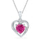 10kt White Gold Women's Round Lab-Created Ruby Heart Love Pendant 1-1-8 Cttw - FREE Shipping (US/CAN)-Gold & Diamond Pendants & Necklaces-JadeMoghul Inc.