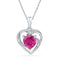 10kt White Gold Women's Round Lab-Created Ruby Heart Love Pendant 1.00 Cttw - FREE Shipping (US/CAN)-Gold & Diamond Pendants & Necklaces-JadeMoghul Inc.