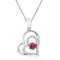 10kt White Gold Women's Round Lab-Created Ruby Heart Love Pendant 3-8 Cttw - FREE Shipping (US/CAN)-Gold & Diamond Pendants & Necklaces-JadeMoghul Inc.