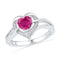 10kt White Gold Women's Round Lab-Created Ruby Heart Love Ring 1.00 Cttw - FREE Shipping (US/CAN)-Gold & Diamond Fashion Rings-5-JadeMoghul Inc.