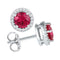 10kt White Gold Women's Round Lab-Created Ruby Solitaire Diamond Screwback Earrings 1-1-3 Cttw - FREE Shipping (US/CAN)-Gold & Diamond Earrings-JadeMoghul Inc.