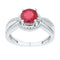 10kt White Gold Women's Round Lab-Created Ruby Solitaire Ring 2-1/12 Cttw - FREE Shipping (US/CAN)-Gold & Diamond Fashion Rings-5.5-JadeMoghul Inc.