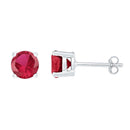 10kt White Gold Womens Round Lab-Created Ruby Stud Earrings 2.00 Cttw-Gold & Diamond Earrings-JadeMoghul Inc.