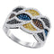 10kt White Gold Women's Round Multicolor Enhanced Diamond Fashion Ring 3/4 Cttw - FREE Shipping (US/CAN)-Rings And Bands-5-JadeMoghul Inc.