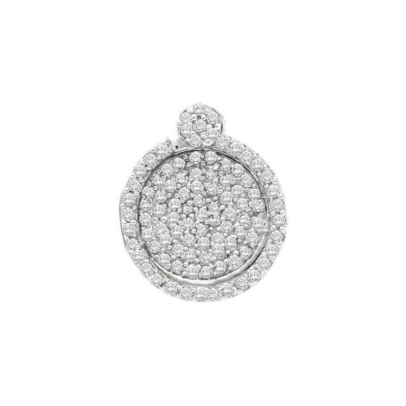 10kt White Gold Women's Round Pave-set Diamond Circle Frame Cluster Pendant 1-3 Cttw - FREE Shipping (US/CAN)-Gold & Diamond Pendants & Necklaces-JadeMoghul Inc.