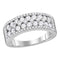 10kt White Gold Women's Round Pave-set Diamond Double Two Row Band Ring 1-1/2 Cttw - FREE Shipping (US/CAN)-Gold & Diamond Bands-5-JadeMoghul Inc.