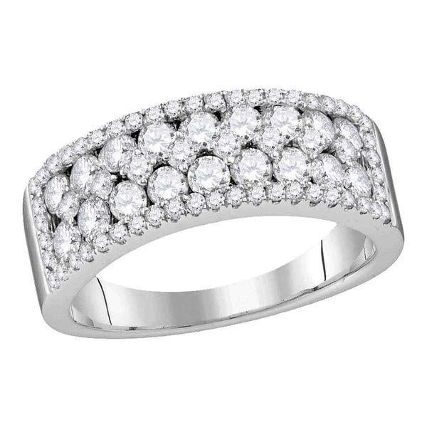 10kt White Gold Women's Round Pave-set Diamond Double Two Row Band Ring 1-1/2 Cttw - FREE Shipping (US/CAN)-Gold & Diamond Bands-5-JadeMoghul Inc.