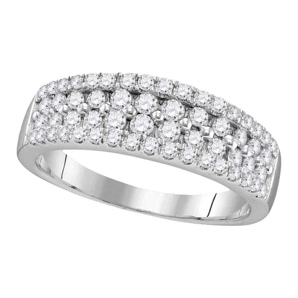 10kt White Gold Womens Round Pave-set Diamond Double Two Row Band Ring 1.00 Cttw-Gold & Diamond Bands-5.5-JadeMoghul Inc.