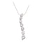 10kt White Gold Women's Round Pave-set Diamond Graduated Journey Pendant 1-4 Cttw - FREE Shipping (US/CAN)-Gold & Diamond Pendants & Necklaces-JadeMoghul Inc.