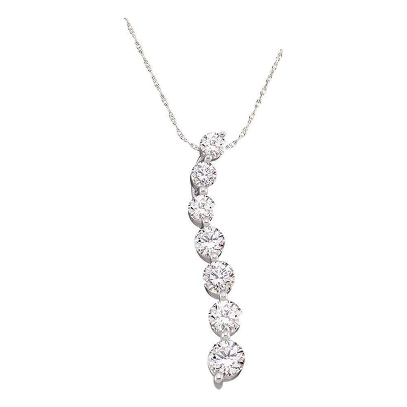 10kt White Gold Women's Round Pave-set Diamond Graduated Journey Pendant 1-4 Cttw - FREE Shipping (US/CAN)-Gold & Diamond Pendants & Necklaces-JadeMoghul Inc.