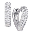 10kt White Gold Women's Round Pave-set Diamond Heart Hughie Hoop Earrings 1-5 Cttw - FREE Shipping (US/CAN)-Gold & Diamond Earrings-JadeMoghul Inc.