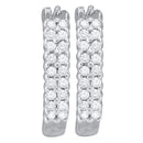 10kt White Gold Women's Round Pave-set Diamond Huggie Hoop Earrings 1-4 Cttw - FREE Shipping (USA/CAN)-Gold & Diamond Earrings-JadeMoghul Inc.