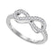 10kt White Gold Women's Round Pave-set Diamond Infinity Ring 1/5 Cttw - FREE Shipping (US/CAN)-Gold & Diamond Rings-5-JadeMoghul Inc.