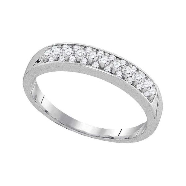 10kt White Gold Women's Round Pave-set Diamond Single Row Wedding Band 1/4 Cttw - FREE Shipping (US/CAN)-Gold & Diamond Wedding Jewelry-5-JadeMoghul Inc.