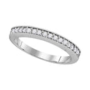 10kt White Gold Women's Round Pave-set Diamond Single Row Wedding Band 1/4 Cttw - FREE Shipping (US/CAN)-Gold & Diamond Wedding Jewelry-6-JadeMoghul Inc.