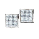 10kt White Gold Women's Round Pave-set Diamond Square Cluster Earrings 3-8 Cttw - FREE Shipping (USA/CAN)-Gold & Diamond Earrings-JadeMoghul Inc.