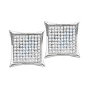 10kt White Gold Women's Round Pave-set Diamond Square Kite Cluster Earrings 1-5 Cttw - FREE Shipping (US/CAN)-Gold & Diamond Earrings-JadeMoghul Inc.