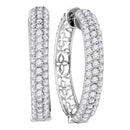 10kt White Gold Women's Round Pave-set Diamond Triple Row Hoop Earrings 3-1-2 Cttw - FREE Shipping (US/CAN)-Gold & Diamond Earrings-JadeMoghul Inc.