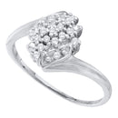 10kt White Gold Women's Round Prong-set Diamond Cluster Slender Ring 1/8 Cttw - FREE Shipping (US/CAN)-Gold & Diamond Cluster Rings-5-JadeMoghul Inc.