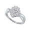 10kt White Gold Women's Round Prong-set Diamond Oval Cluster Ring 1/4 Cttw - FREE Shipping (US/CAN)-Gold & Diamond Cluster Rings-5-JadeMoghul Inc.