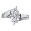 10kt White Gold Women's Round Prong-set Diamond Oval Cluster Ring 1/4 Cttw - FREE Shipping (US/CAN)-Rings And Bands-5-JadeMoghul Inc.