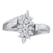 10kt White Gold Women's Round Prong-set Diamond Oval Cluster Ring 1/4 Cttw - FREE Shipping (US/CAN)-Rings And Bands-5-JadeMoghul Inc.