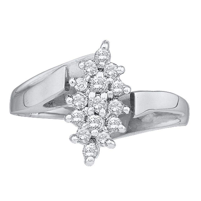 10kt White Gold Women's Round Prong-set Diamond Oval Cluster Ring 1/4 Cttw - FREE Shipping (US/CAN)-Rings And Bands-5-JadeMoghul Inc.