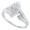10kt White Gold Women's Round Prong-set Diamond Oval Cluster Ring 1/8 Cttw - FREE Shipping (US/CAN)-Rings And Bands-5-JadeMoghul Inc.