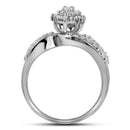 10kt White Gold Women's Round Prong-set Diamond Oval Cluster Ring 3/4 Cttw - FREE Shipping (US/CAN)-Rings And Bands-5-JadeMoghul Inc.