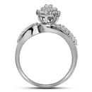 10kt White Gold Women's Round Prong-set Diamond Oval Cluster Ring 3/4 Cttw - FREE Shipping (US/CAN)-Rings And Bands-5-JadeMoghul Inc.