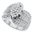 10kt White Gold Women's Round Prong-set Diamond Oval Cluster Ring 3/4 Cttw - FREE Shipping (US/CAN)-Rings And Bands-5-JadeMoghul Inc.