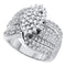 10kt White Gold Women's Round Prong-set Diamond Oval Cluster Ring 3/4 Cttw - FREE Shipping (US/CAN)-Rings And Bands-5-JadeMoghul Inc.