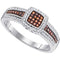 10kt White Gold Women's Round Red Color Enhanced Diamond Square Frame Cluster Ring 1/4 Cttw - FREE Shipping (US/CAN)-Gold & Diamond Cluster Rings-5-JadeMoghul Inc.