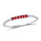 10kt White Gold Women's Ruby Beaded Stackable Band Ring 1/20 Cttw-Gold & Diamond Rings-JadeMoghul Inc.