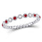 10kt White Gold Women's Ruby Diamond Beaded Dot Stackable Band Ring 1/6 Cttw-Gold & Diamond Rings-JadeMoghul Inc.