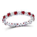 10kt White Gold Women's Ruby Diamond Eternity Stackable Band Ring Cttw-Gold & Diamond Rings-JadeMoghul Inc.