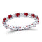 10kt White Gold Women's Ruby Diamond Eternity Stackable Band Ring Cttw-Gold & Diamond Rings-JadeMoghul Inc.