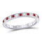 10kt White Gold Women's Ruby Diamond Single Row Stackable Band Ring 1/3 Cttw-Gold & Diamond Rings-JadeMoghul Inc.