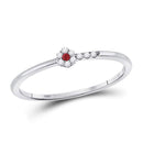 10kt White Gold Women's Ruby Diamond Stackable Band Ring 1/20 Cttw-Gold & Diamond Rings-JadeMoghul Inc.