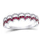 10kt White Gold Women's Ruby Scalloped Stackable Band Ring 1/4 Cttw-Gold & Diamond Rings-JadeMoghul Inc.