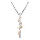 10kt White & Rose Gold Women's Round Diamond Vertical Stick Pendant 1-12 Cttw - FREE Shipping (US/CAN)-Gold & Diamond Pendants & Necklaces-JadeMoghul Inc.