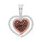 10kt White Rose Gold Women's Round Red Color Enhanced Diamond Heart Love Pendant 1-4 Cttw - FREE Shipping (US/CAN)-Gold & Diamond Pendants & Necklaces-JadeMoghul Inc.