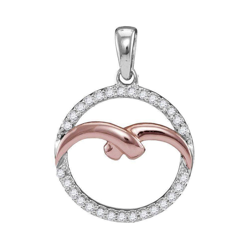 10kt White Rose-tone Gold Women's Round Diamond Circle Outline Pendant 1-6 Cttw - FREE Shipping (US/CAN)-Gold & Diamond Pendants & Necklaces-JadeMoghul Inc.