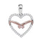 10kt White Rose-tone Gold Women's Round Diamond Heart Outline Pendant 1-6 Cttw - FREE Shipping (US/CAN)-Gold & Diamond Pendants & Necklaces-JadeMoghul Inc.