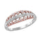 10kt White Rose-tone Gold Women's Round Diamond Heart Symmetrical Ring 1/8 Cttw - FREE Shipping (US/CAN)-Gold & Diamond Heart Rings-5-JadeMoghul Inc.