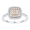 10kt White Rose-tone Gold Women's Round Diamond Square Frame Cluster Ring 3/8 Cttw - FREE Shipping (US/CAN)-Rings And Bands-5-JadeMoghul Inc.