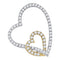 10kt White Two-tone Gold Women's Round Diamond Double Linked Heart Pendant 1-3 Cttw - FREE Shipping (US/CAN)-Gold & Diamond Pendants & Necklaces-JadeMoghul Inc.